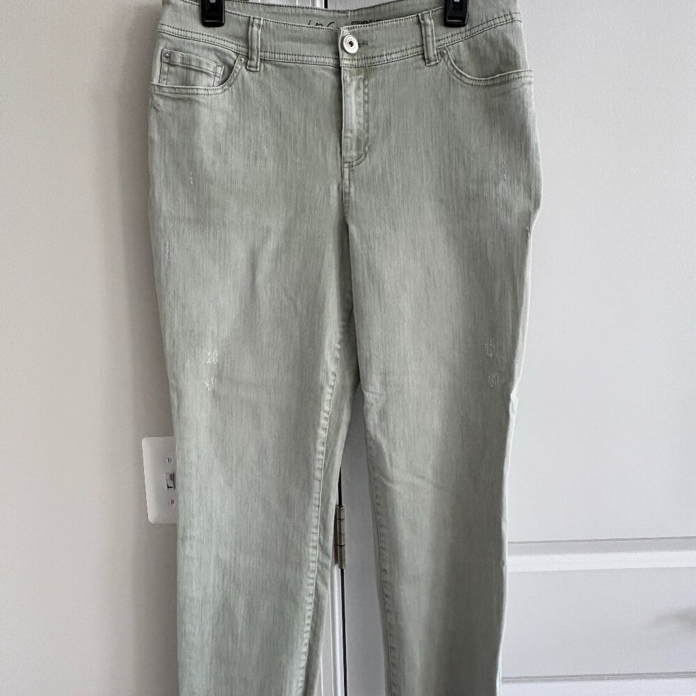 INC International Concepts Straight Leg Sage Green Distressed Jeans - SZ 10
